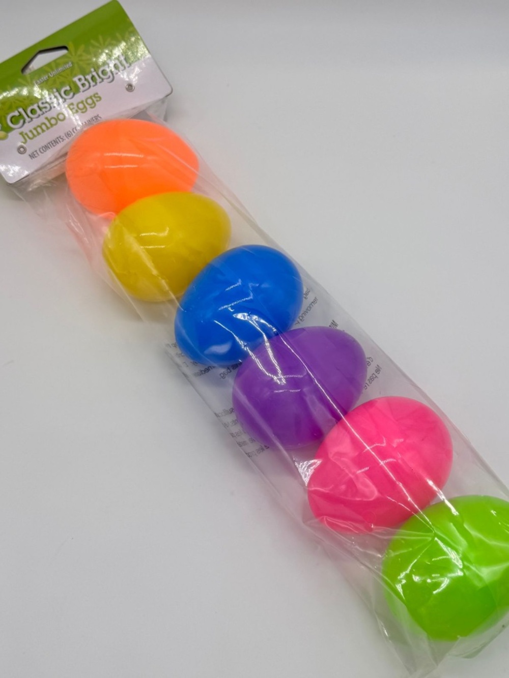 Classic Bright Jumbo Plastic Easter Eggs 6 Pack New